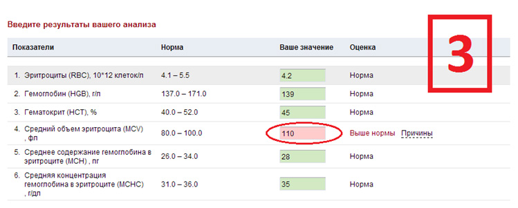 третья страничка онлайн расшифровки анализа крови